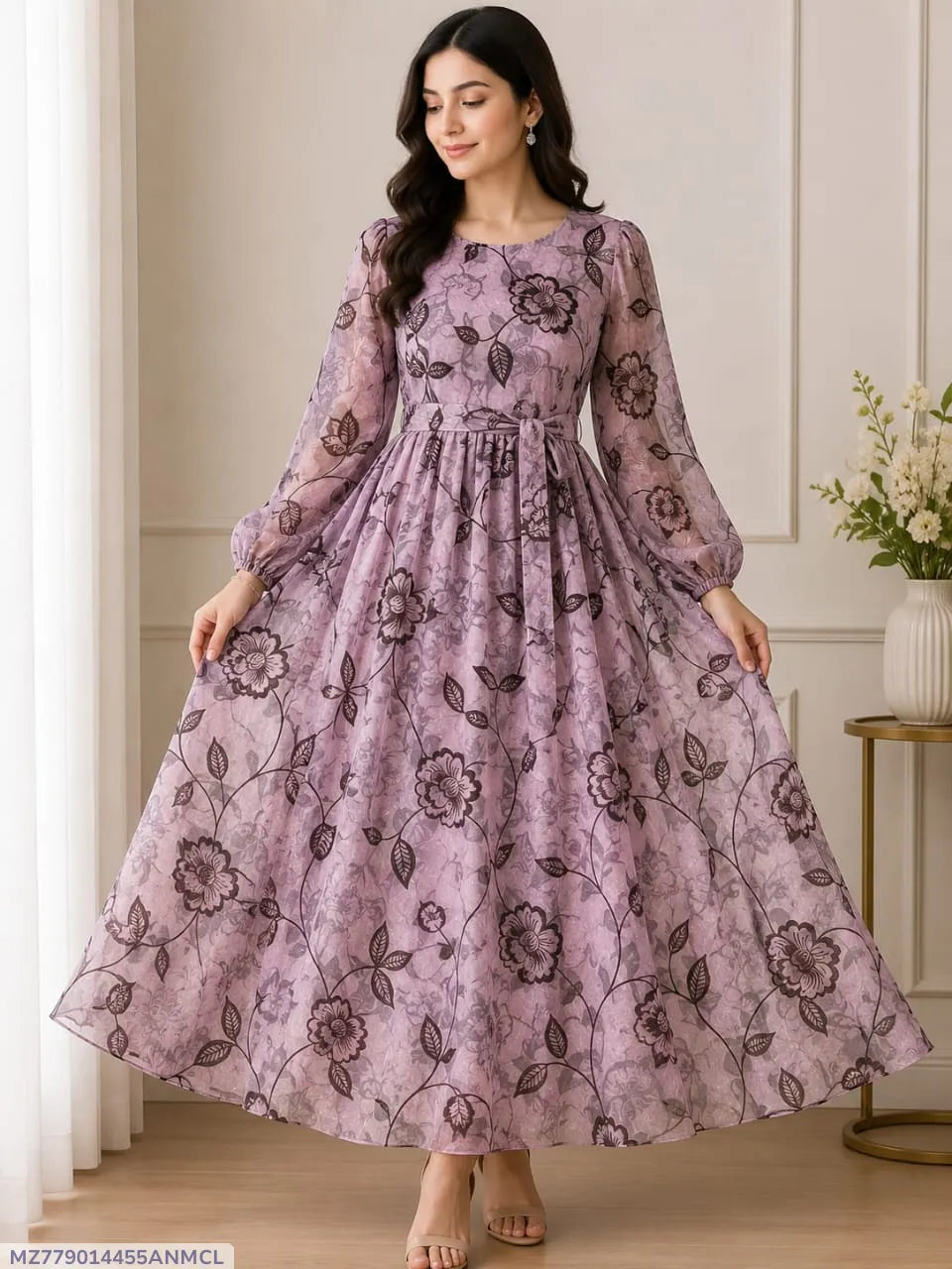 Women Purple 3D Block Printed Organza Shirt