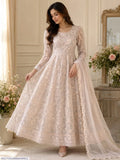 Pakistani Embroidered Lehenga Set Light Pink Net