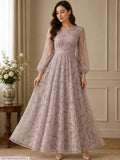 Purple 3D Block Printed Gown Dress for Women
