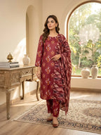 3 Pcs Women's Stitched Printed Suit