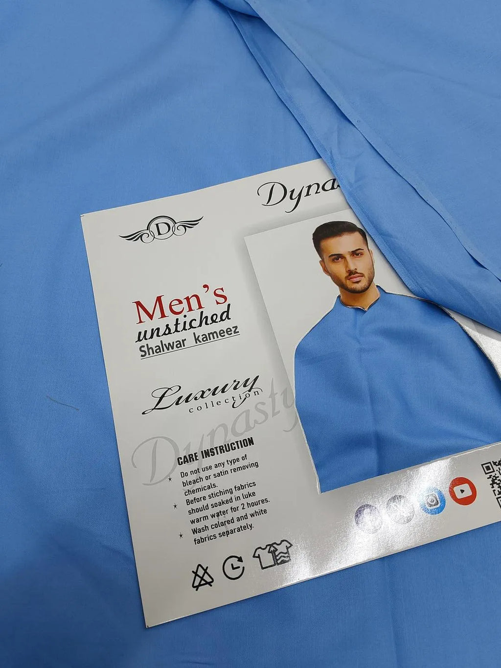 Men's Unstitched Shalwar Kameez Blue Wash & Wear