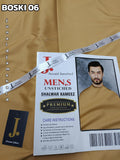 Premium Boski Plain Suit Beige Unstitched for Men