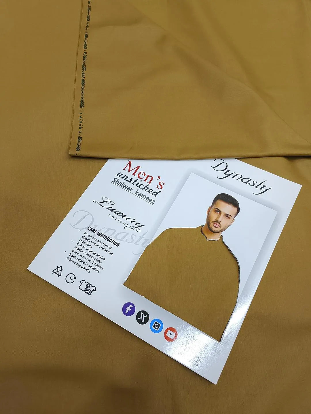 Men's Unstitched Suit Mustard Wash & Wear
