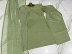 3 Pcs Women's Stitched Cotton Plain Suit