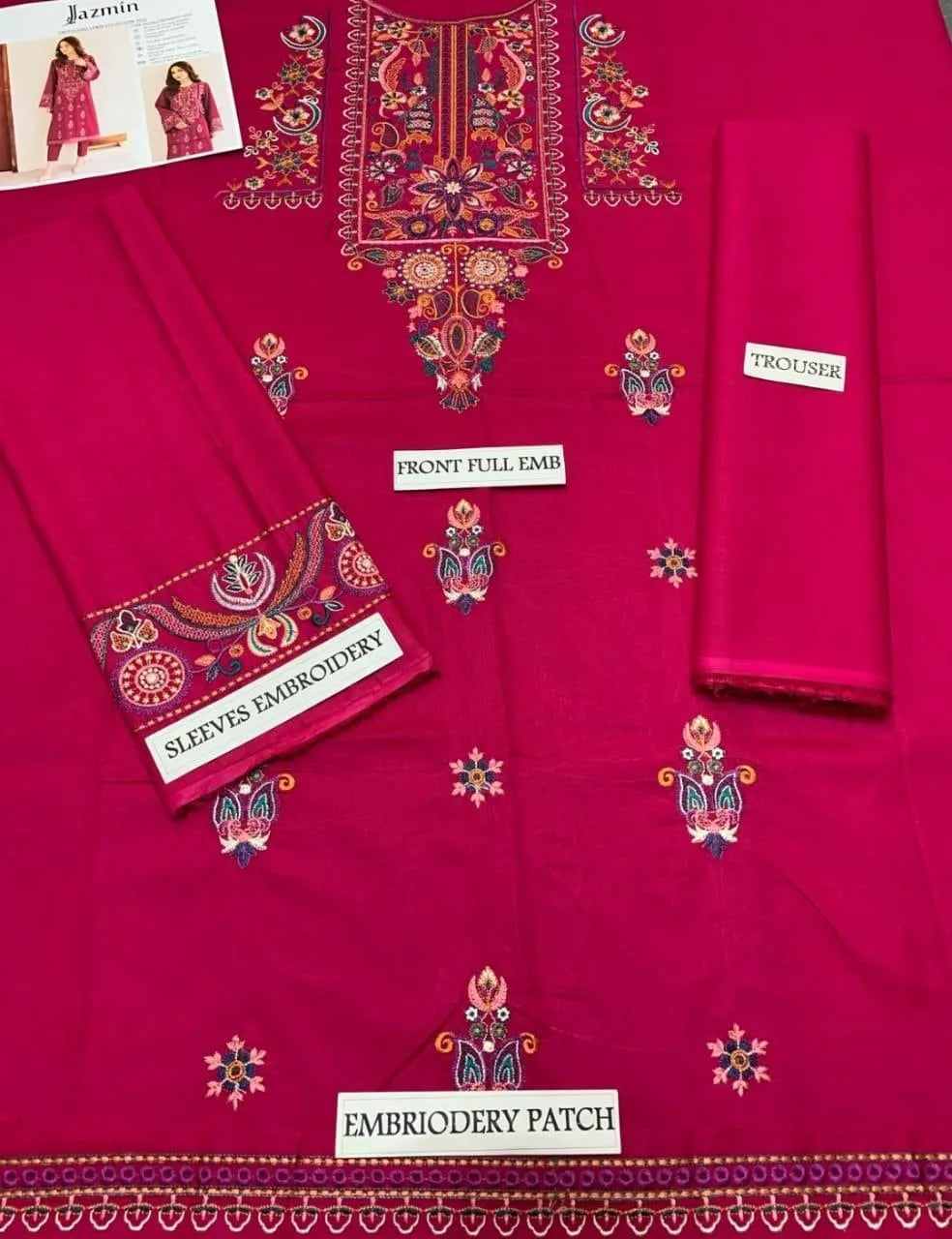 2 Pcs Women's Unstitched Embroidered Suit