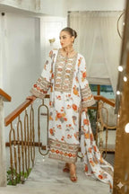 3 Pcs Women's Stitched Lawn Embroidered Suit