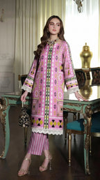 Purple Printed Lawn 2Pcs Shirt Trouser Set