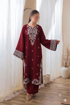 2 Pcs Women's Unstitched Embroidered Suit