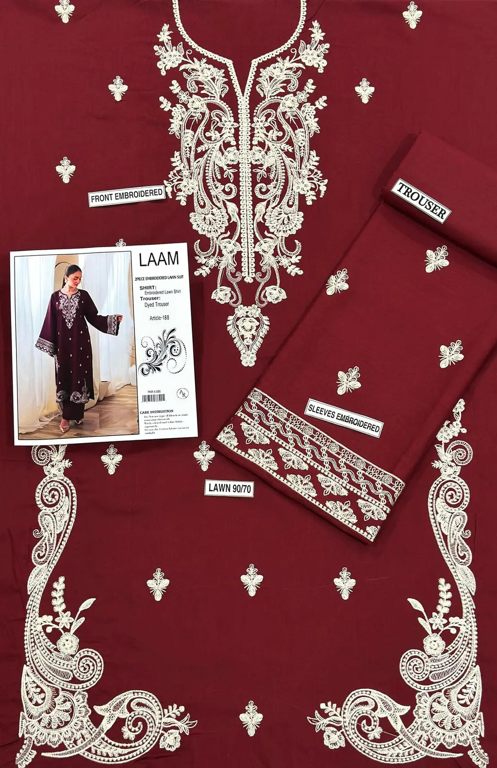 2 Pcs Women's Unstitched Embroidered Suit