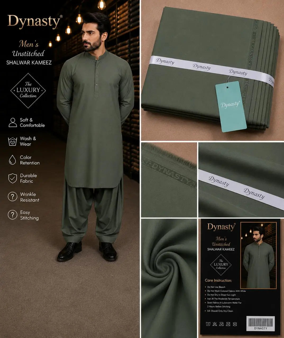 Men’s Unstitched Wash And Wear Plain Suit